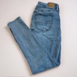 American Eagle Outfitters Super Stretch Skinny Jeans, Raw Hem, Size 8 Regular